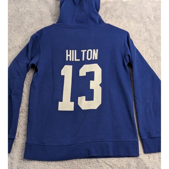 Indianapolis Colts Hoodie Mens Small TY Hilton Graphic Horseshoe Logo 13 Blue S - Picture 1 of 8